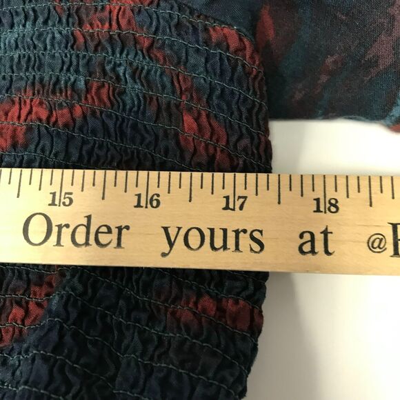 Terra & Sky Top Womens 0X 14W Plus Green Red Print Smocked Peplum 3/4 BellSleeve - Picture 9 of 10